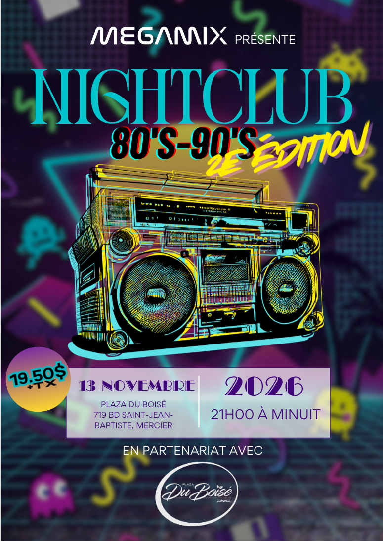 NightClub 80-90 2e édition MERCIER 13 NOVEMBRE